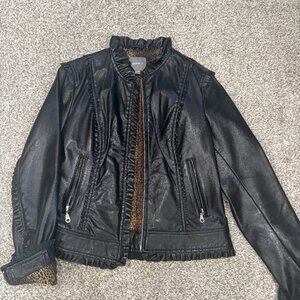 Ruffled Leather Jacket